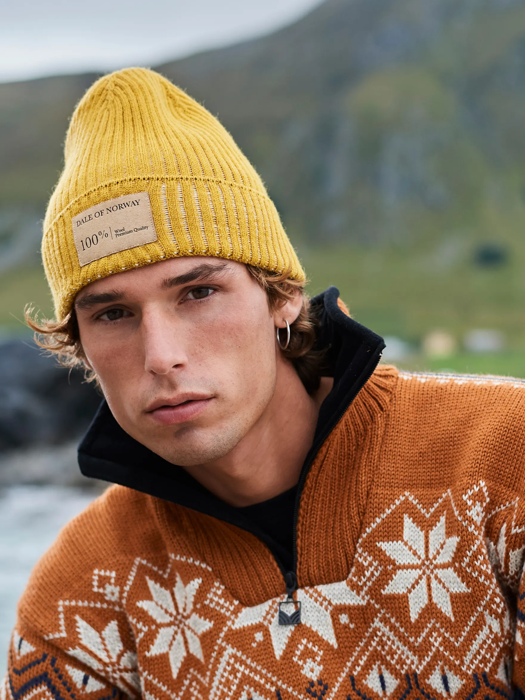 Dale of Norway Hats^Alvoy Hat - Norwegian Wool Mustard Offwhite