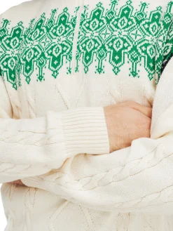 Dale of Norway Half-Zip^Aspoy Men's Lightweight Wool Sweater Offwhite Brightgreen Purple