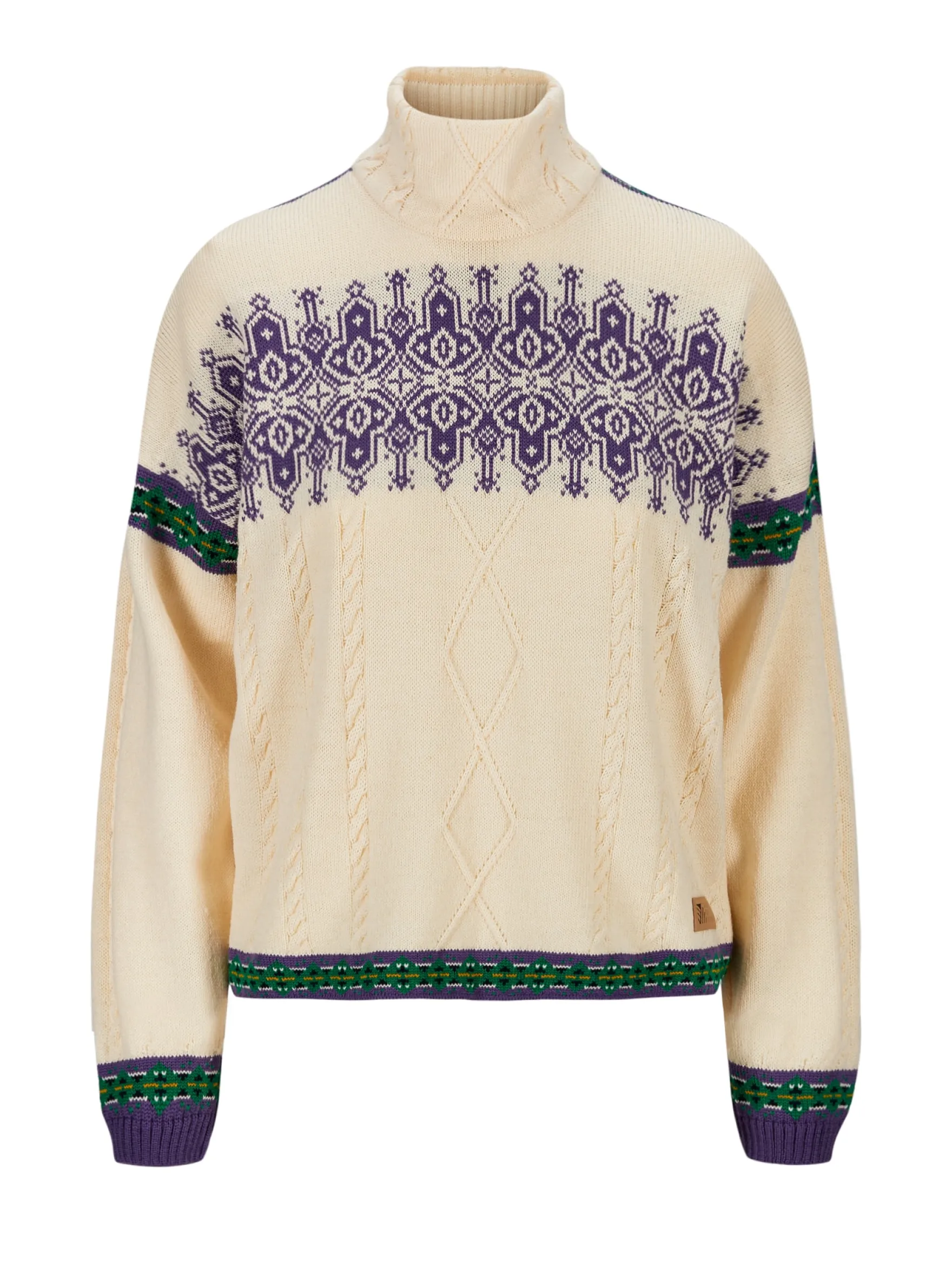 Dale of Norway Turtle-Neck^Aspoy Women's Lightweight Wool Sweater Offwhite Darkpurple Navy