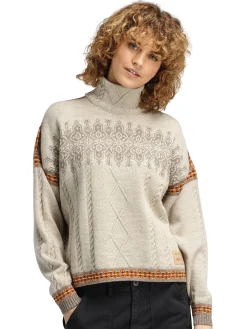 Dale of Norway Turtle-Neck^Aspoy Women's Lightweight Wool Sweater Sand Copper Mountainstone