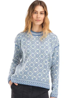 Dale of Norway Round Neck^Bjoroy Women's Sweater - Norwegian Wool Blueshadow Offwhite