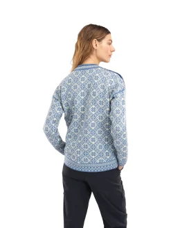 Dale of Norway Round Neck^Bjoroy Women's Sweater - Norwegian Wool Blueshadow Offwhite