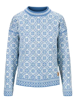 Dale of Norway Round Neck^Bjoroy Women's Sweater - Norwegian Wool Blueshadow Offwhite