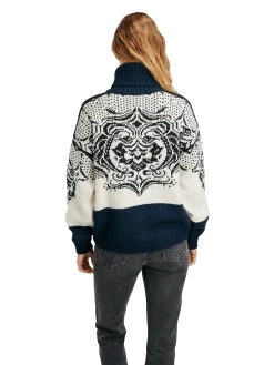 Dale of Norway Turtle-Neck^Blomdalen Women's Sweater Offwhite Black Navy