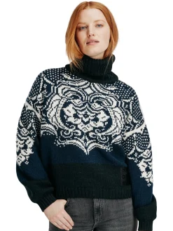 Dale of Norway Turtle-Neck^Blomdalen Women's Sweater Blue Offwhite Black