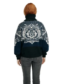 Dale of Norway Turtle-Neck^Blomdalen Women's Sweater Blue Offwhite Black