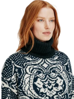 Dale of Norway Turtle-Neck^Blomdalen Women's Sweater Blue Offwhite Black