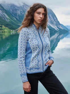 Dale of Norway Short Jackets & Cardigans^Christiania Women's Jacket - Merino Wool Blueshadow Offwhite