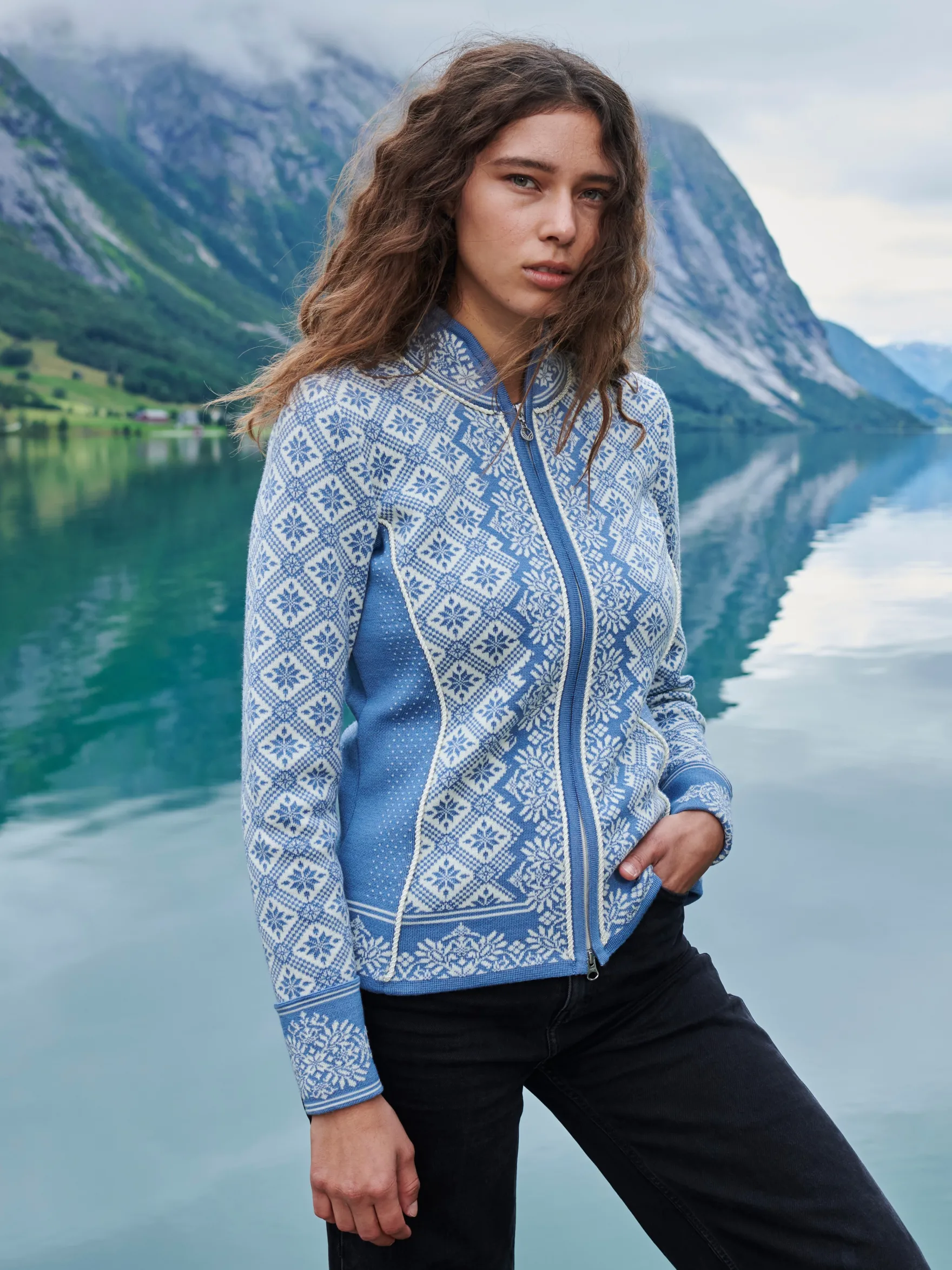 Dale of Norway Short Jackets & Cardigans^Christiania Women's Jacket - Merino Wool Blueshadow Offwhite