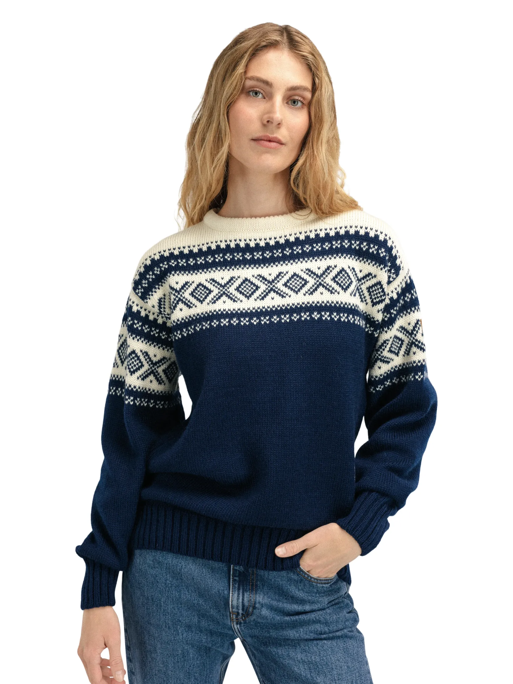 Dale of Norway Round Neck^Cortina 1956 Unisex Sweater - Norwegian Wool Navy Off-White
