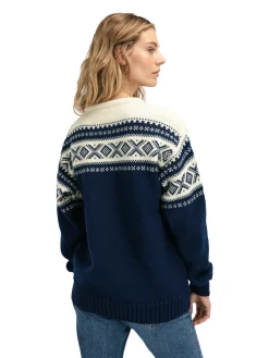 Dale of Norway Round Neck^Cortina 1956 Unisex Sweater - Norwegian Wool Navy Off-White