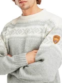 Dale of Norway Round Neck^Cortina 1956 Unisex Sweater - Norwegian Wool Light Charcoal Mel Off-White