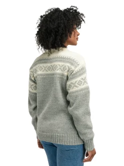Dale of Norway Round Neck^Cortina 1956 Unisex Sweater - Norwegian Wool Light Charcoal Mel Off-White