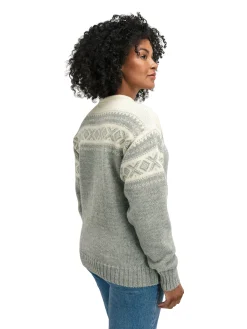Dale of Norway Round Neck^Cortina 1956 Unisex Sweater - Norwegian Wool Light Charcoal Mel Off-White