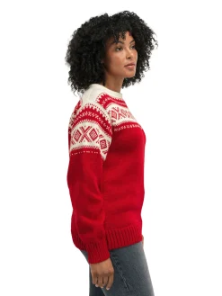Dale of Norway Round Neck^Cortina 1956 Unisex Sweater - Norwegian Wool Raspberry Off-White