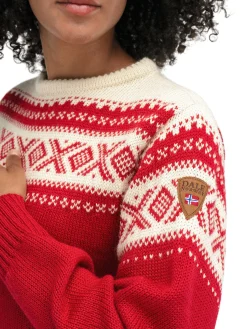 Dale of Norway Round Neck^Cortina 1956 Unisex Sweater - Norwegian Wool Raspberry Off-White