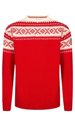 Dale of Norway Round Neck^Cortina 1956 Unisex Sweater - Norwegian Wool Raspberry Off-White
