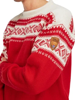 Dale of Norway Round Neck^Cortina 1956 Unisex Sweater - Norwegian Wool Raspberry Off-White