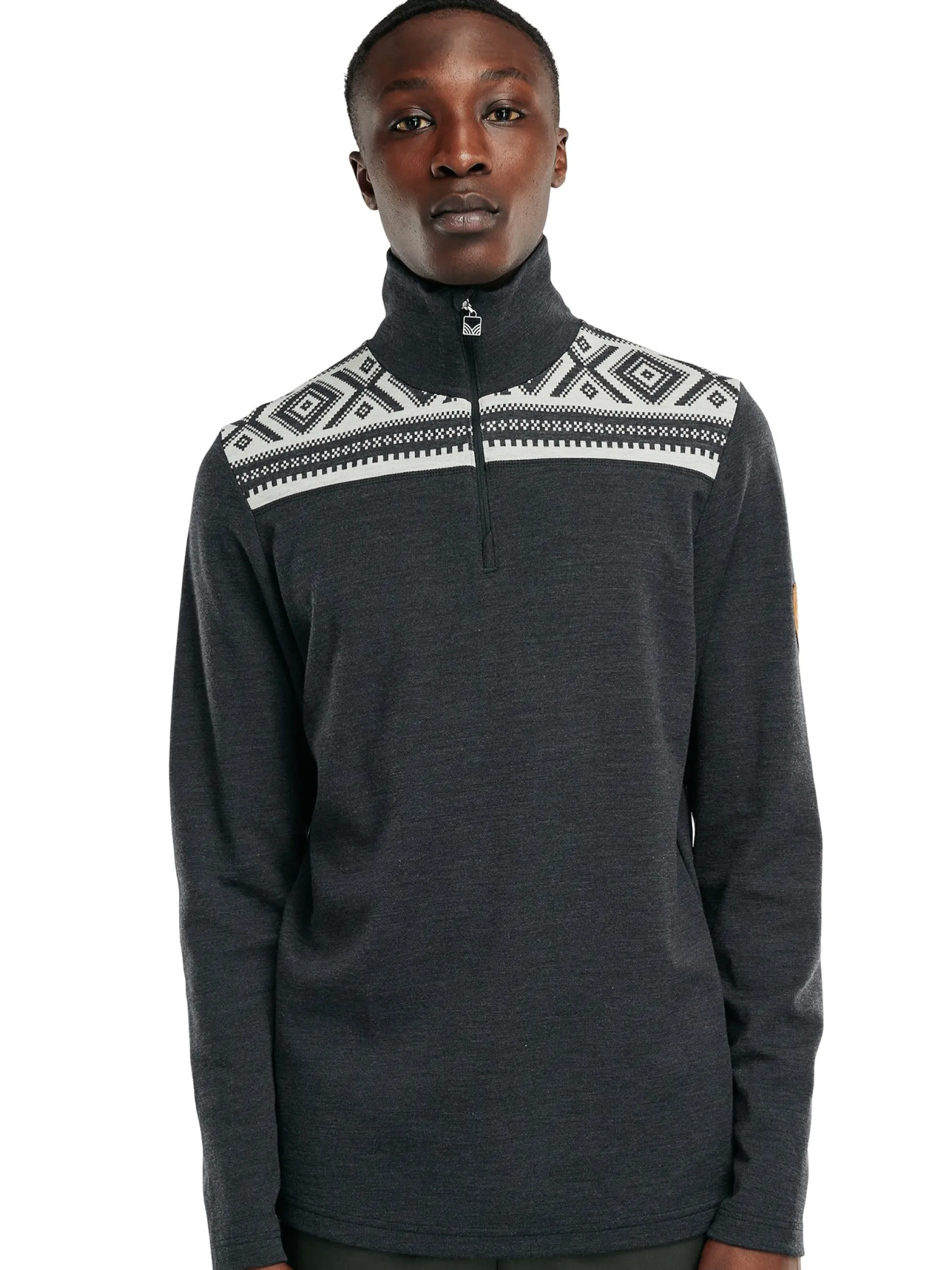 Dale of Norway Next-To-Skin^Cortina Basic Men's Sweater - Superfine Merino Dark Charcoal Offwhite