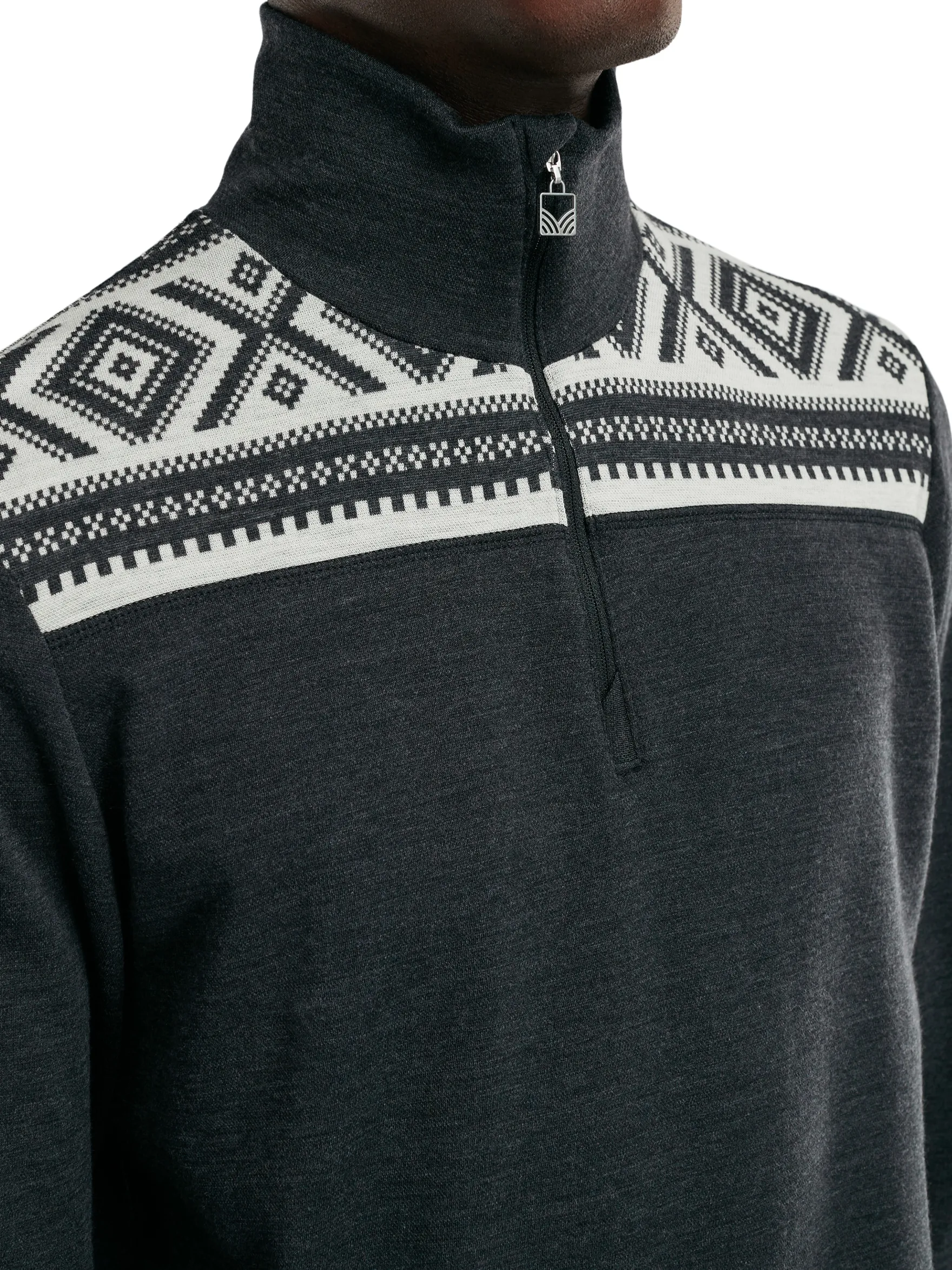 Dale of Norway Next-To-Skin^Cortina Basic Men's Sweater - Superfine Merino Dark Charcoal Offwhite