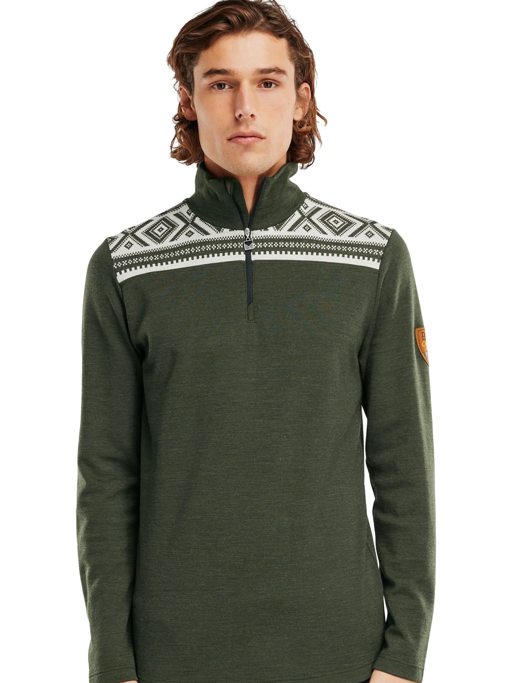 Dale of Norway Next-To-Skin^Cortina Basic Men's Sweater - Superfine Merino Dark Green Offwhite