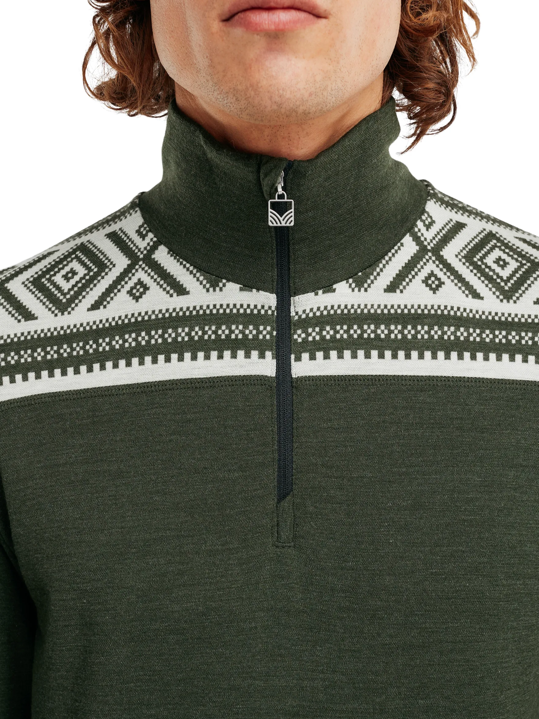 Dale of Norway Next-To-Skin^Cortina Basic Men's Sweater - Superfine Merino Dark Green Offwhite