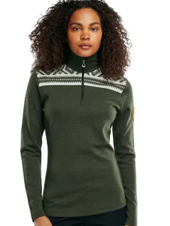 Dale of Norway Next-To-Skin^Cortina Basic Women's Sweater - Superfine Merino Dark Green Offwhite