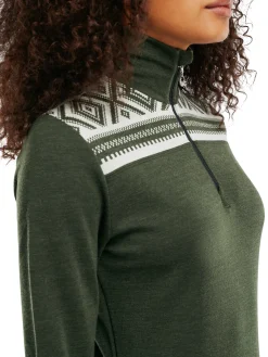 Dale of Norway Next-To-Skin^Cortina Basic Women's Sweater - Superfine Merino Dark Green Offwhite