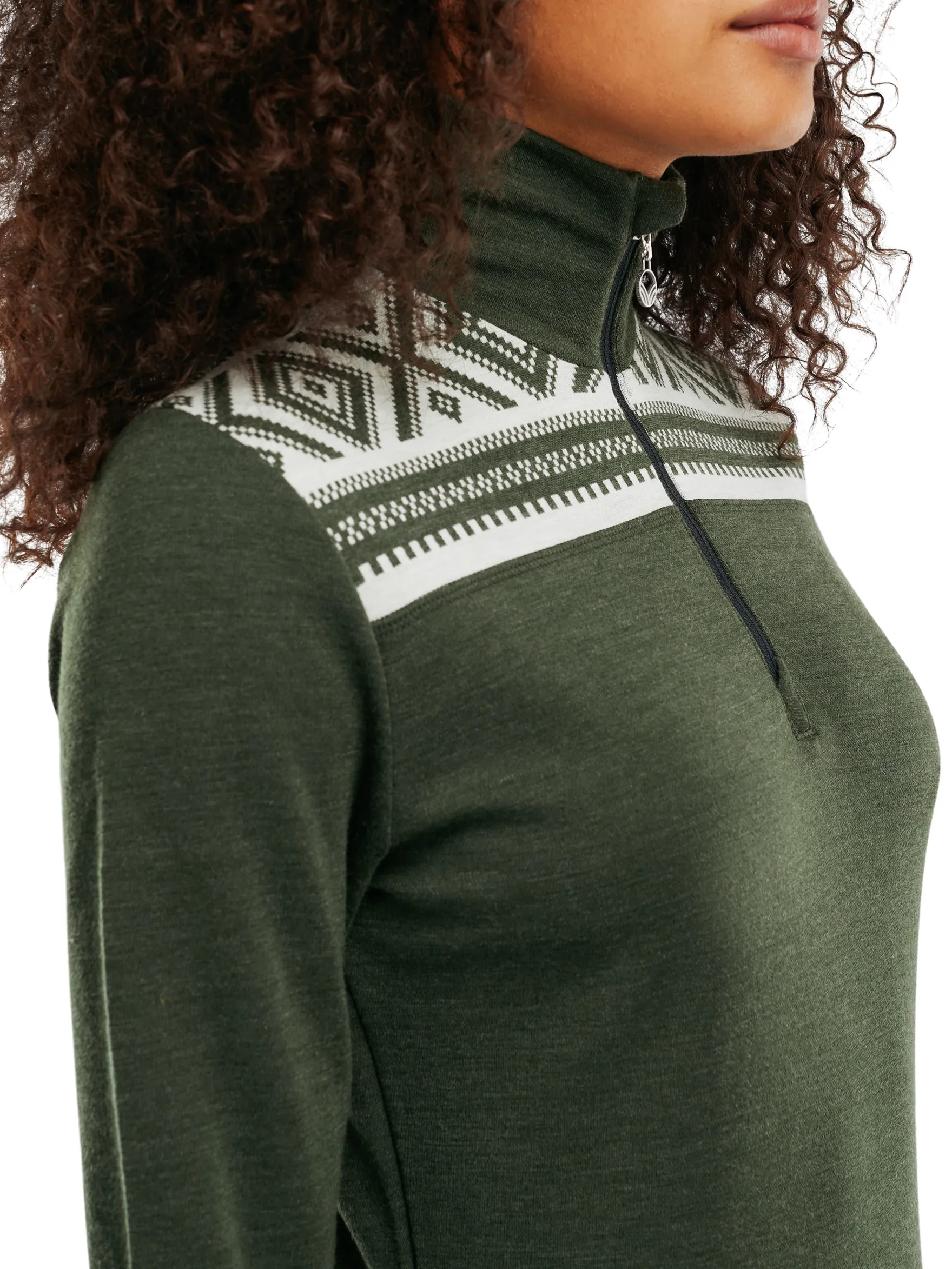 Dale of Norway Next-To-Skin^Cortina Basic Women's Sweater - Superfine Merino Dark Green Offwhite