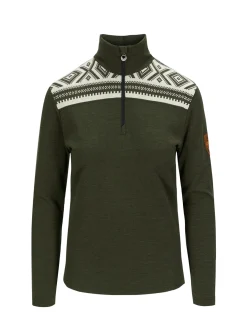 Dale of Norway Next-To-Skin^Cortina Basic Women's Sweater - Superfine Merino Dark Green Offwhite
