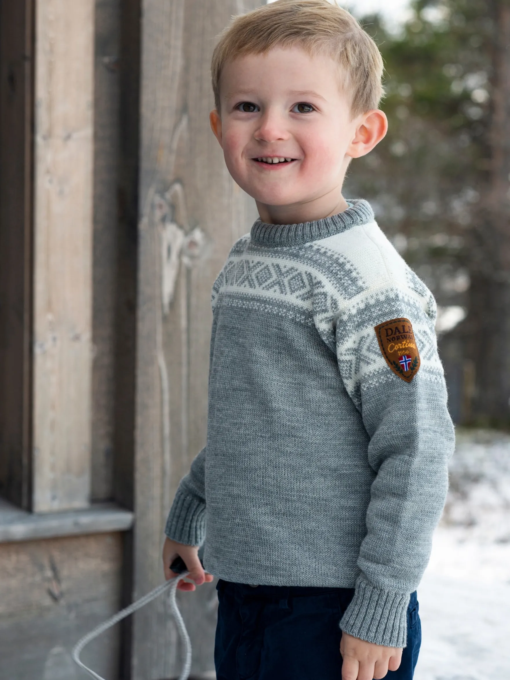 Dale of Norway Sweater^Cortina Kids' Sweater - Merino Wool Lightcharcoal Offwhite