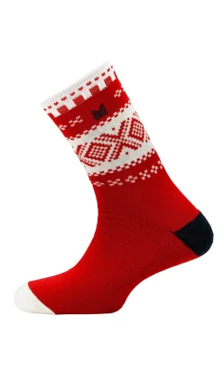 Dale of Norway Socks^Cortina Wool Socks Raspberry Offwhite Navy