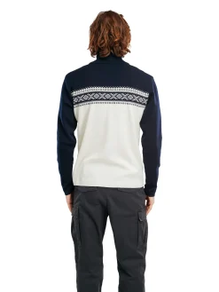 Dale of Norway Half-Zip^Dalestolen Men's Merino Wool Sweater Offwhite Navy