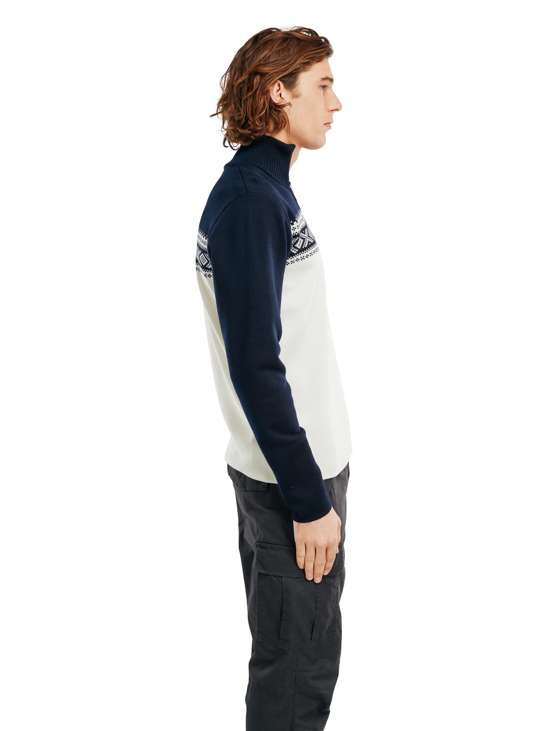 Dale of Norway Half-Zip^Dalestolen Men's Merino Wool Sweater Offwhite Navy