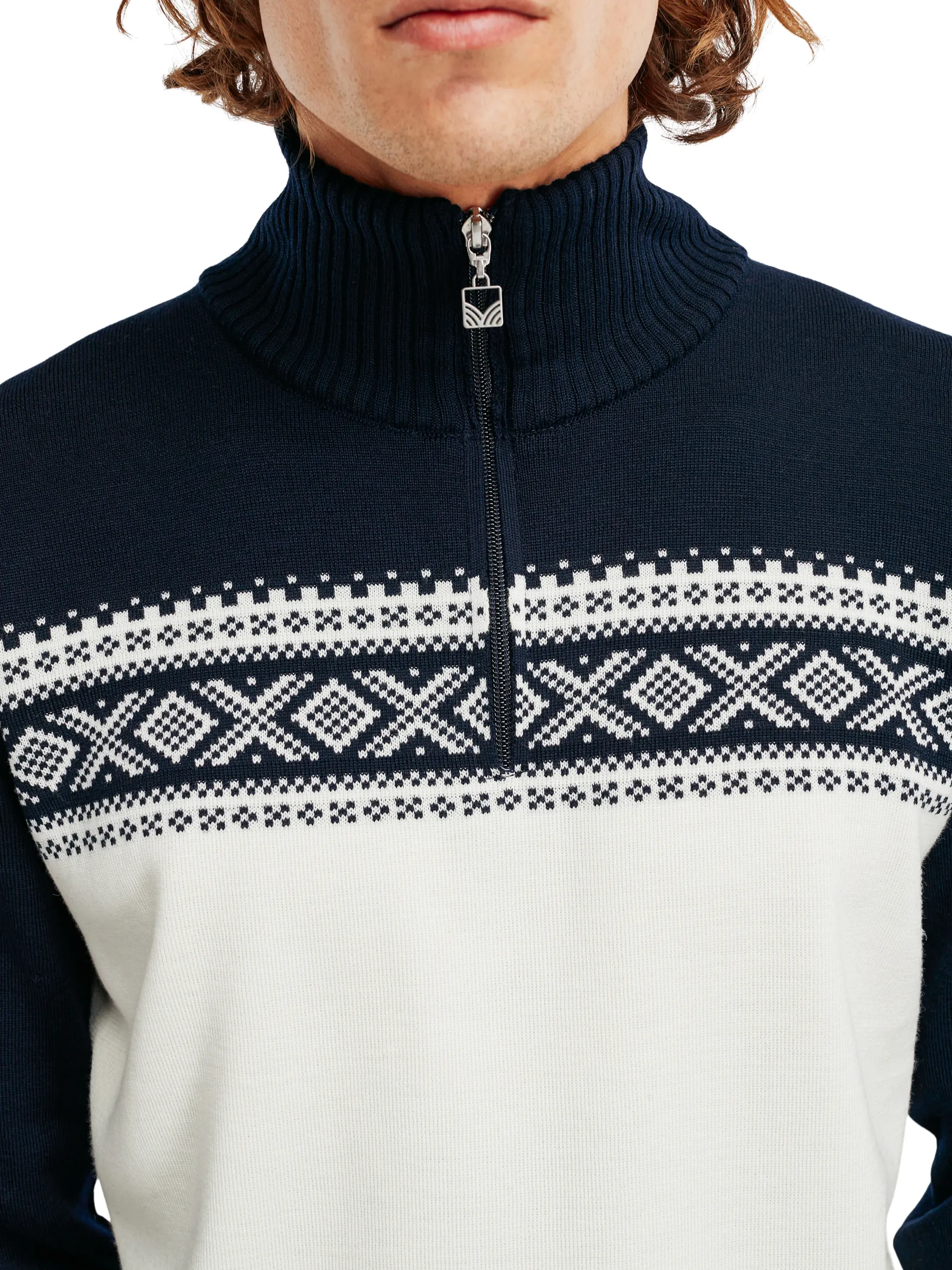 Dale of Norway Half-Zip^Dalestolen Men's Merino Wool Sweater Offwhite Navy