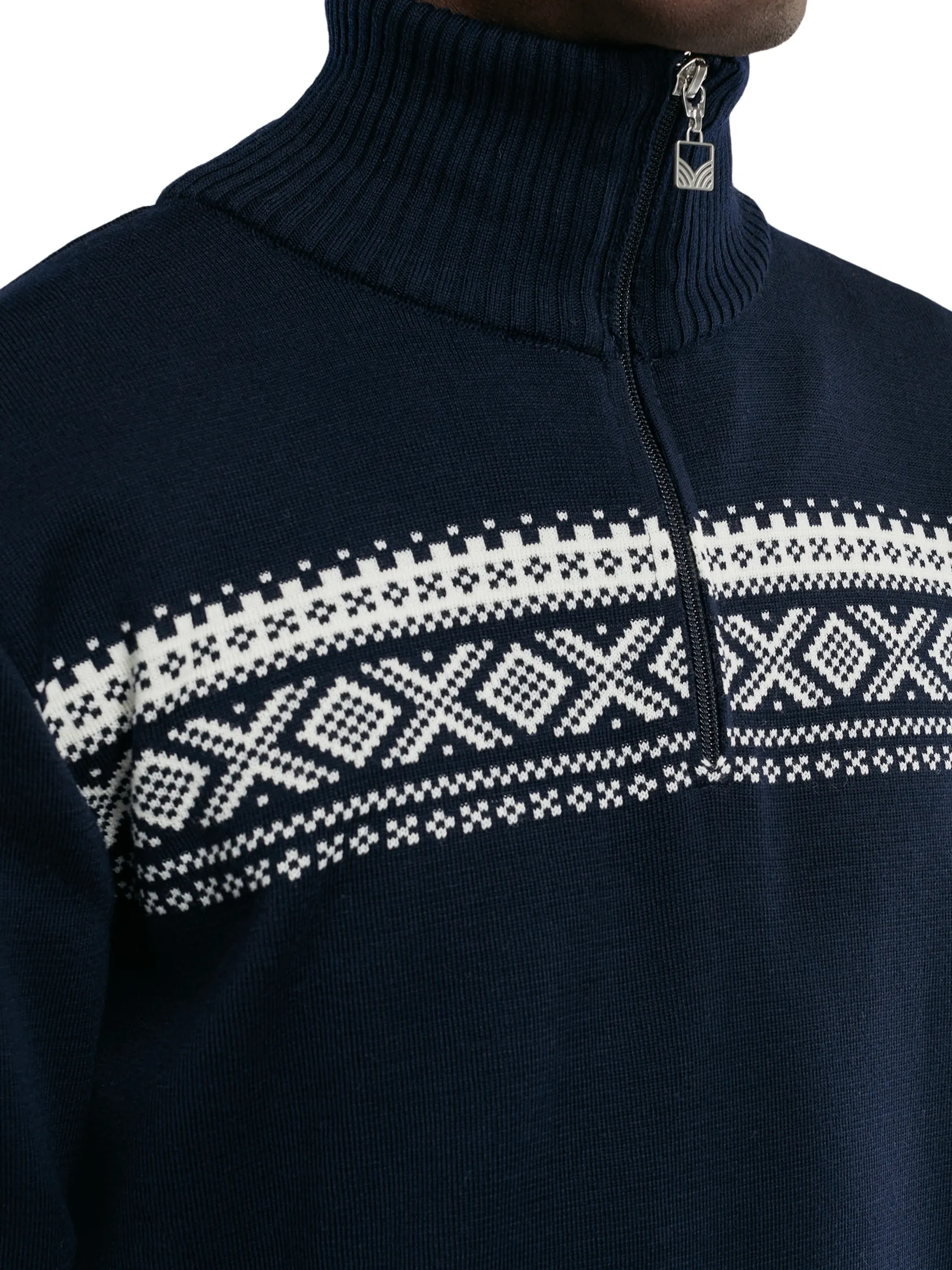 Dale of Norway Half-Zip^Dalestolen Men's Merino Wool Sweater Navy Offwhite