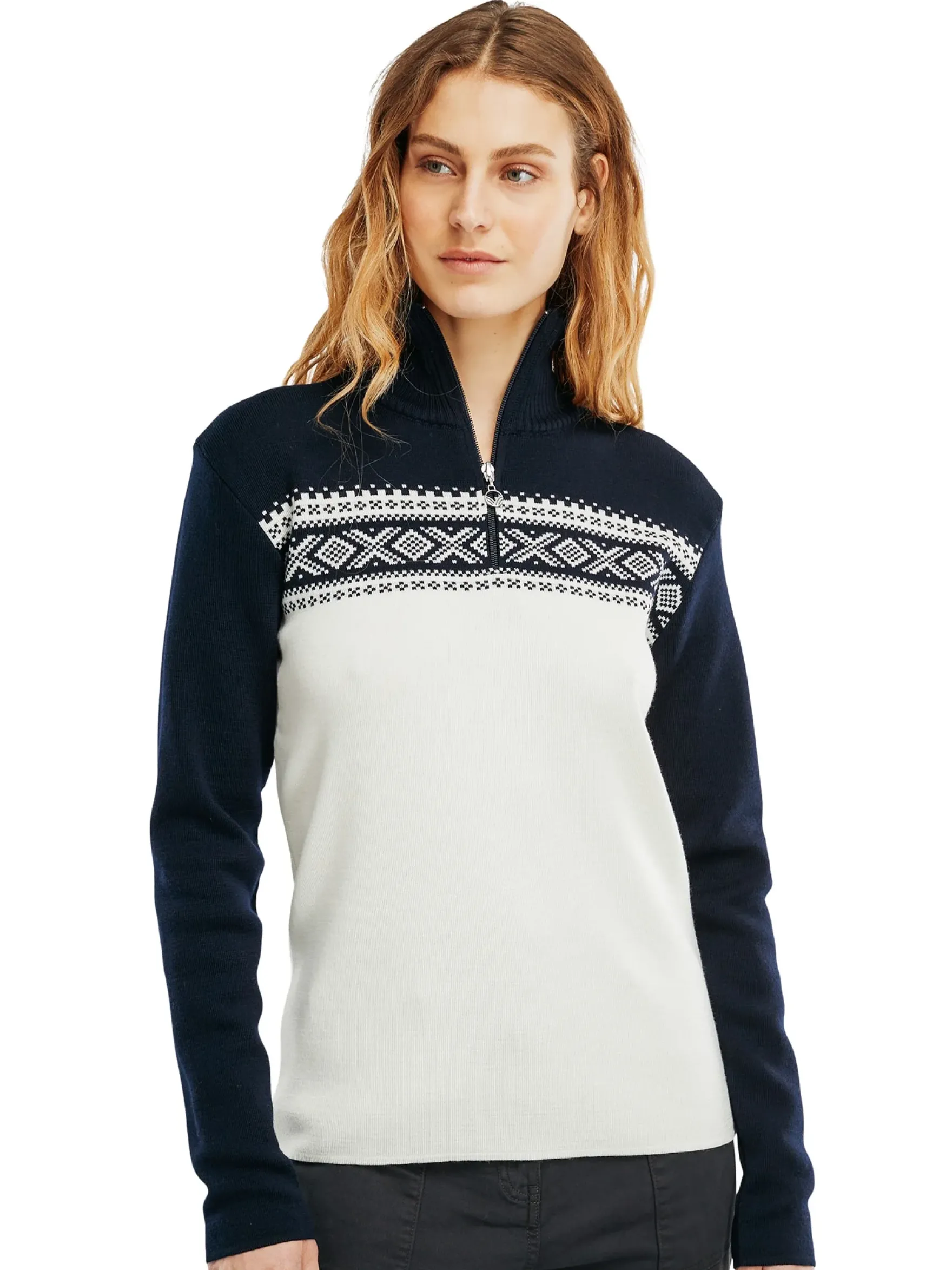 Dale of Norway Half-Zip^Dalestolen Women's Merino Wool Sweater Marine