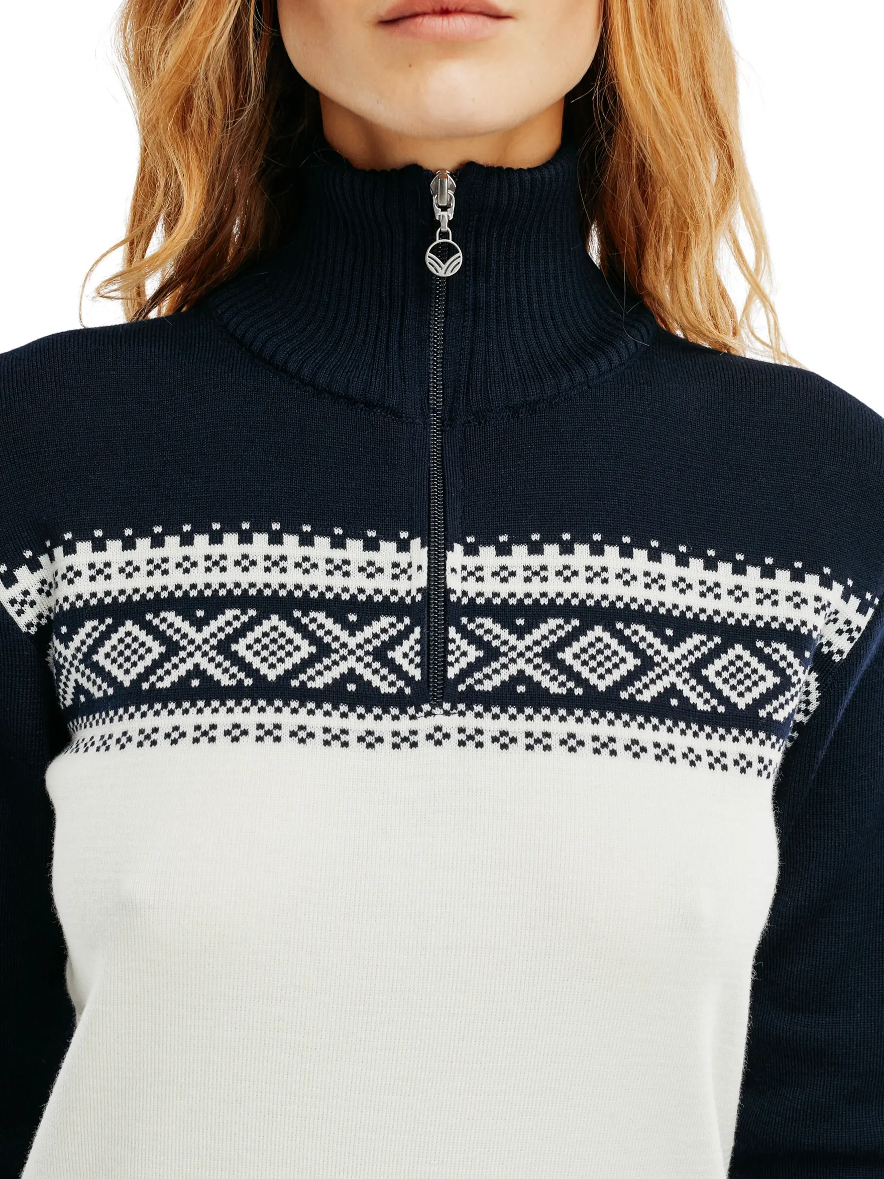 Dale of Norway Half-Zip^Dalestolen Women's Merino Wool Sweater Marine