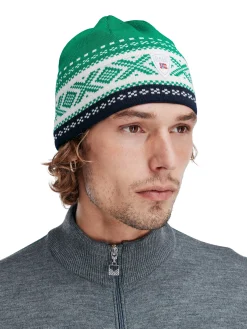 Dale of Norway Hats^Dystingen Unisex Merino Wool Hat Brightgreen Offwhite Navy