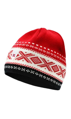 Dale of Norway Hats^Dystingen Unisex Merino Wool Hat Raspberry Offwhite Black