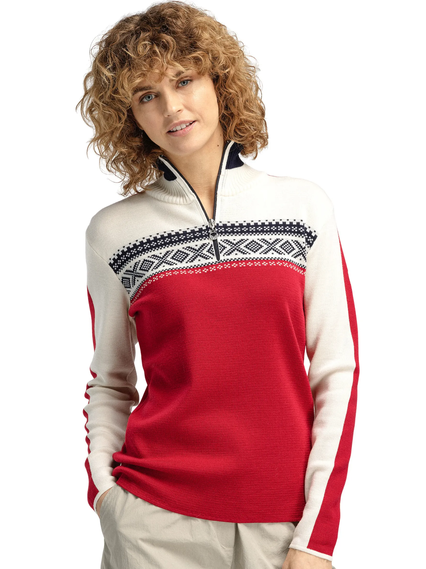 Dale of Norway Half-Zip^Dystingen Women's Merino Wool Sweater Raspberry