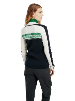 Dale of Norway Half-Zip^Dystingen Women's Merino Wool Sweater Navy Brightgreen