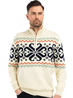 Dale of Norway Half-Zip^Falkeberg Men's Sweater Offwhite Black Green Orange