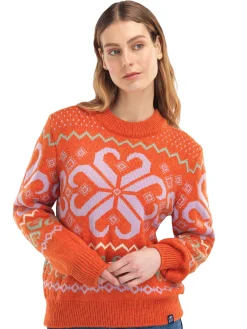 Dale of Norway Round Neck^Falkeberg Women's Sweater Orangemel Lavender Green Offwh