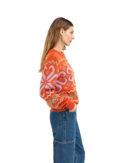 Dale of Norway Round Neck^Falkeberg Women's Sweater Orangemel Lavender Green Offwh