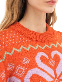 Dale of Norway Round Neck^Falkeberg Women's Sweater Orangemel Lavender Green Offwh