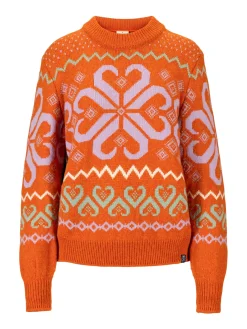 Dale of Norway Round Neck^Falkeberg Women's Sweater Orangemel Lavender Green Offwh
