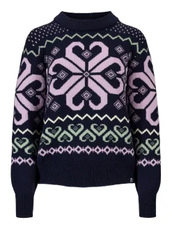 Dale of Norway Round Neck^Falkeberg Women's Sweater Navy Lavender Green Offwhite