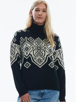 Dale of Norway Turtle-Neck^Falun Women's Sweater - Norwegian Wool Black Off White