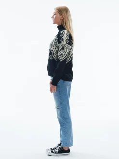 Dale of Norway Turtle-Neck^Falun Women's Sweater - Norwegian Wool Black Off White